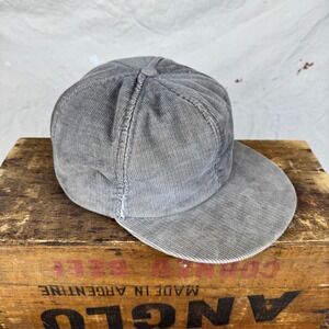 Vtg 1950s Corduroy Ear Flap Hat Mens L/XL Gray Fleece Lined Hunting Workwear Cap